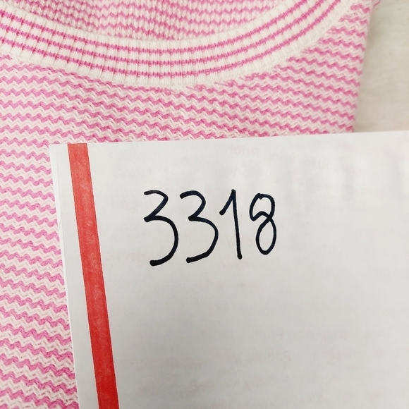 Talbots Pink & White Striped Long Sleeve Round Neck Pullover Sweater 3318 - Picture 7 of 7